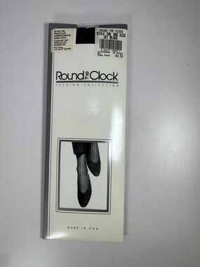 Round The Clock Pair Vintage Penciline Herringbone Knee Highs Sandaltoe Black